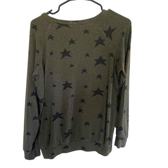 Buffalo David Bitton Green stars long sleeve crew green black pill look medium - Picture 5 of 7
